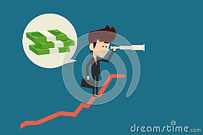 Businessman searching money Vector Illustration