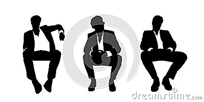 Businessman seated in the armchair silhouettes set 1 Stock Photo