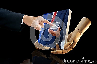 Businessman select digital picture Stock Photo