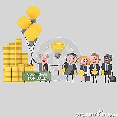 Businessman selling many great ideas Stock Photo