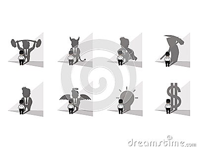 Businessman Shadow on The Wall Collection Color Illustration Vector Illustration