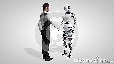 Robot and Man Shaking Hands. Beautiful Realistic 3d Animation on a Green  Background with a Pass of Depth of Field Stock Video - Video of humanoid,  design: 123316925