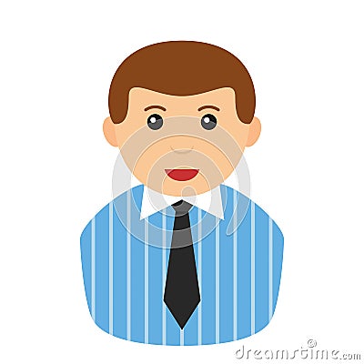 Businessman in Shirt & Tie Avatar Flat Icon Vector Illustration