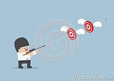 Businessman shoot two targets with one bullet Vector Illustration