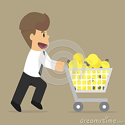 Businessman shopping bulbs idea Vector Illustration