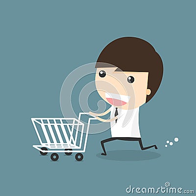 Businessman shopping with cart Vector Illustration