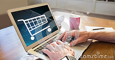 Businessman shopping online using laptop Stock Photo