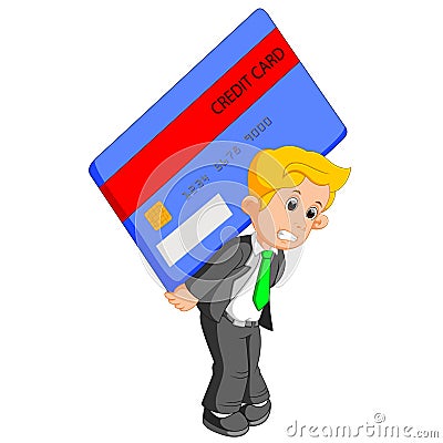 Businessman shouldered credit card Vector Illustration