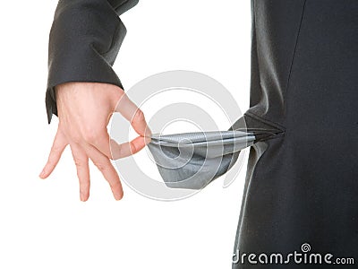 Businessman show empty pocket Stock Photo