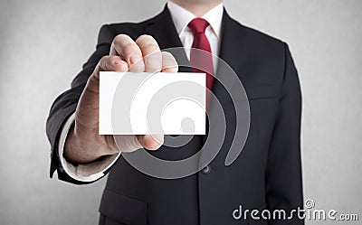 Businessman showing blank business card Stock Photo