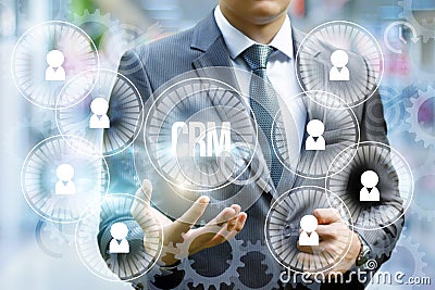 Businessman showing CRM. Stock Photo