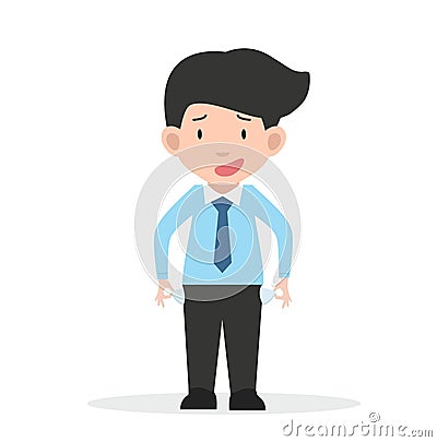 Businessman showing his empty pockets Vector Illustration