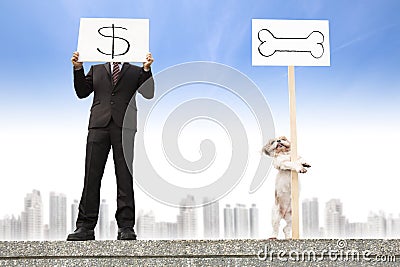 Businessman showing the money sign concept Stock Photo