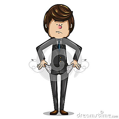 Businessman showing pockets without money Stock Photo