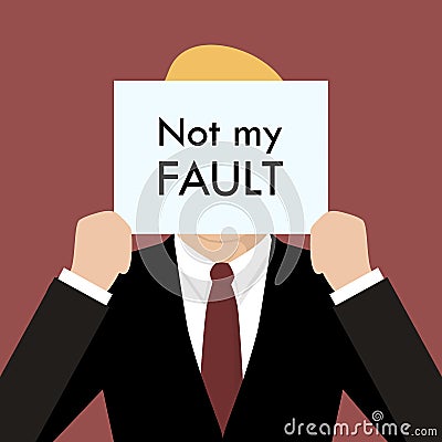 Businessman showing sign not my fault failed Vector Illustration