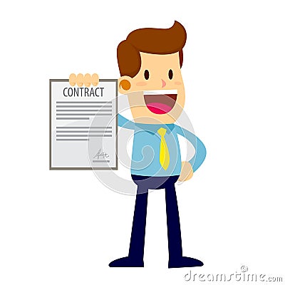 Businessman Showing Signed Contract With a Happy Face Vector Illustration