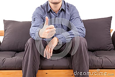 Businessman showing thumbs up Stock Photo