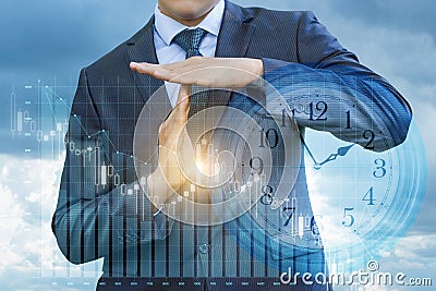 Businessman showing time out . Stock Photo