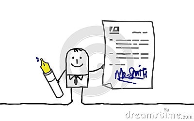 Businessman signing contract Vector Illustration