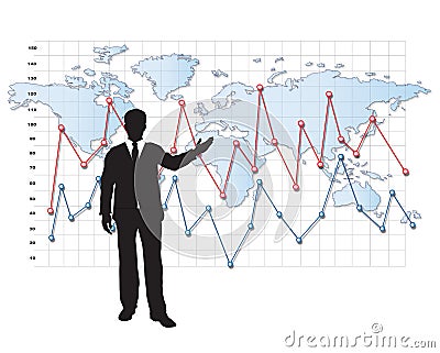 Businessman silhouette presentation stats Stock Photo