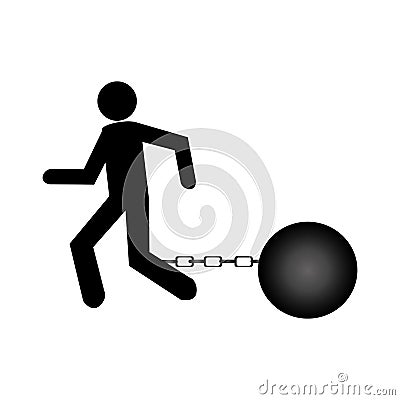 Businessman silhouette with Slave shackle Vector Illustration
