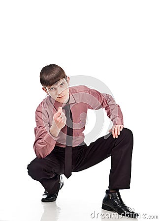 Businessman sits on a isolate background Stock Photo