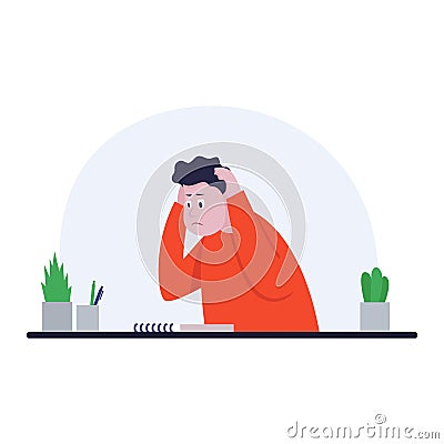 Upset businessman sitting on office chair. Color vector illustration Vector Illustration