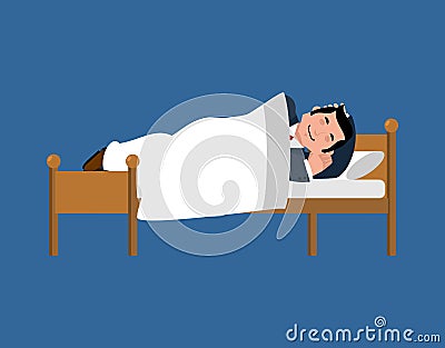 Businessman sleeping on bed. business men sleep under blanket. v Vector Illustration