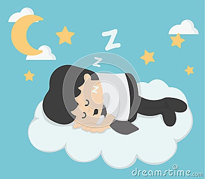 Businessman Sleeping On Clouds Vector Illustration