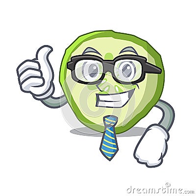 Businessman sliced cucumber hamburger ingredient character cartoon Vector Illustration