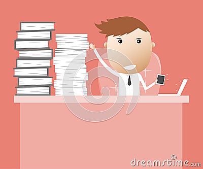Businessman smart facilitate working with technology concept. Vector Illustration