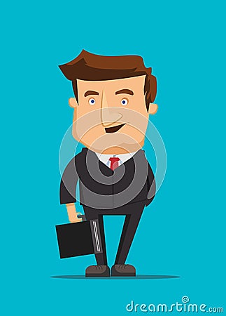 Businessman and smart real estate investor looking sharp and holding briefcase illustration Cartoon Illustration