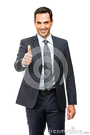 Businessman smiling thumb up Stock Photo