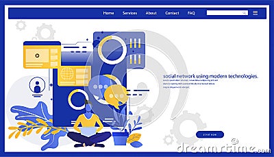 Businessman social network using modern technologies,laptop,Illustration creative process modern design idea concept vector infogr Vector Illustration