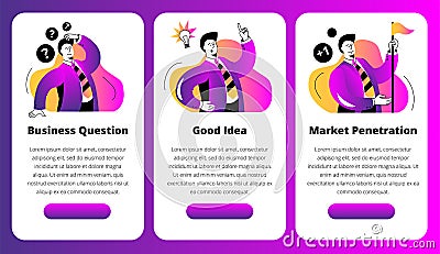 The businessman solves questions, finds ideas and conquers new markets. Vector Illustration