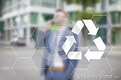 Recycle sign, empty copy space for text. Recycle & environment concept Stock Photo