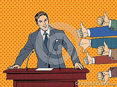 Businessman speaker business concept like dislike Vector Illustration