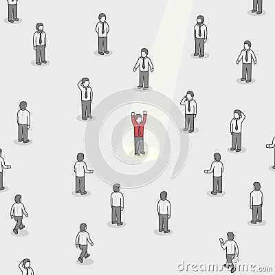 Businessman spotlight. Human Resource and Recruitment. Business people hire concept. Vector Illustration