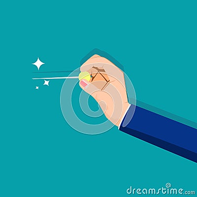 Businessman stabs with a needle. Business Opponent Elimination Idea Vector Illustration