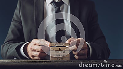 Quality is the best business plan sign Stock Photo