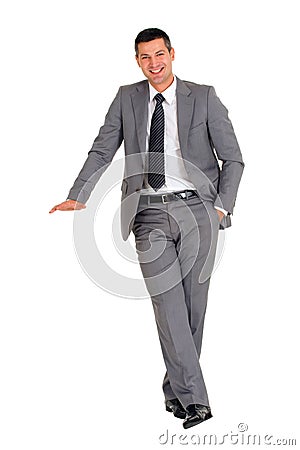 Businessman with stand Stock Photo