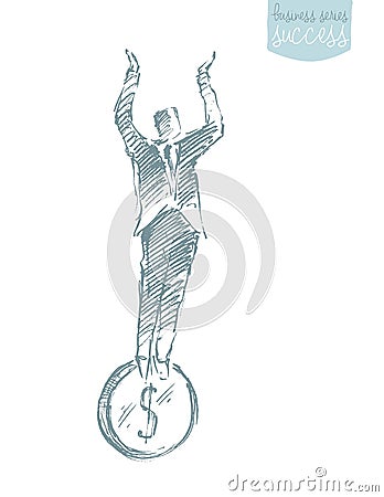 Businessman stand coin financial stability vector. Vector Illustration