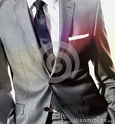 Businessman standing, abstract colors Stock Photo