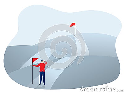 A Businessman standing on the asphalt road over the hills,Decide direction to goal vector illustrator Vector Illustration