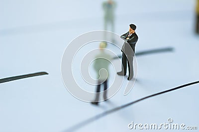 Businessman standing on the business line Stock Photo