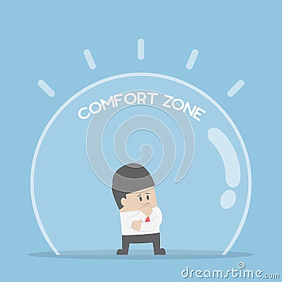 Businessman standing in comfort zone Vector Illustration