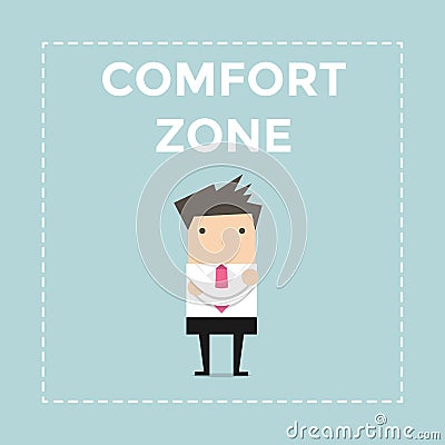 Businessman standing in comfort zone. Vector Illustration