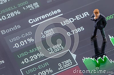 businessman standing on the forex graph Stock Photo