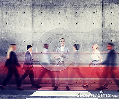 Businessman Standing Out From The Crowd Working Concept Stock Photo