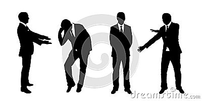 Businessman standing silhouettes set 2 Stock Photo